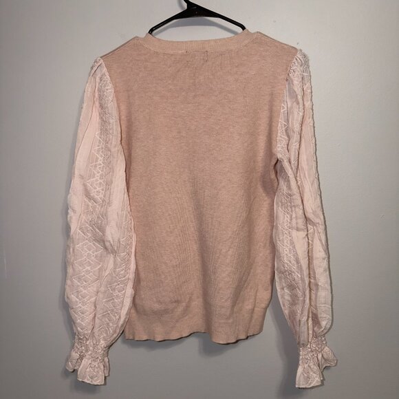 Fate Lace Sleeve Sweater Size S Blush Knit Romantic Top - Picture 7 of 7